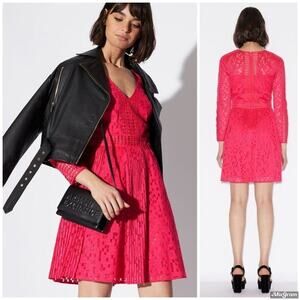Armani Exchange Laser-Cut Lace Dress in Fuchsia Size 0